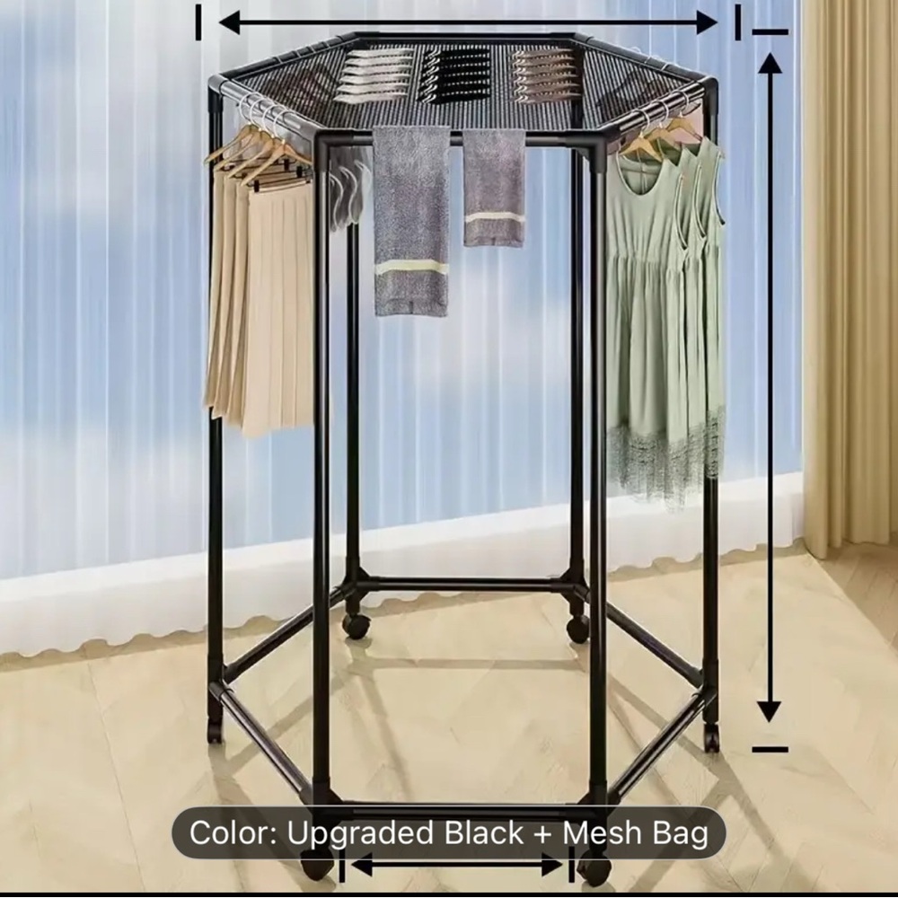 Upgraded Black Hexagon Mesh Drying Rack with Mesh Bag